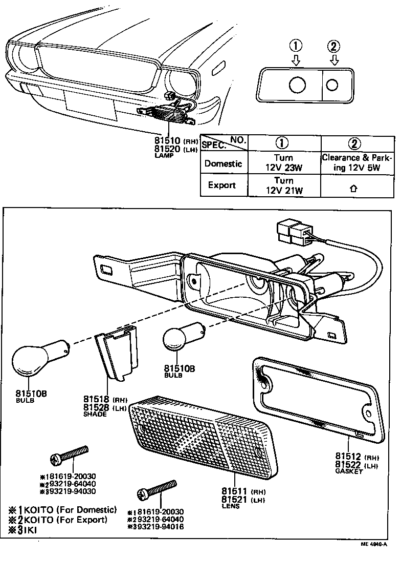 81520-19475 LAMP ASSY, FRONT TURN SIGNAL, LH product image
