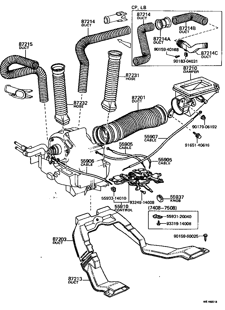 Toyota 55975-12040 DUCT, AIR, SIDE NO.1 RH