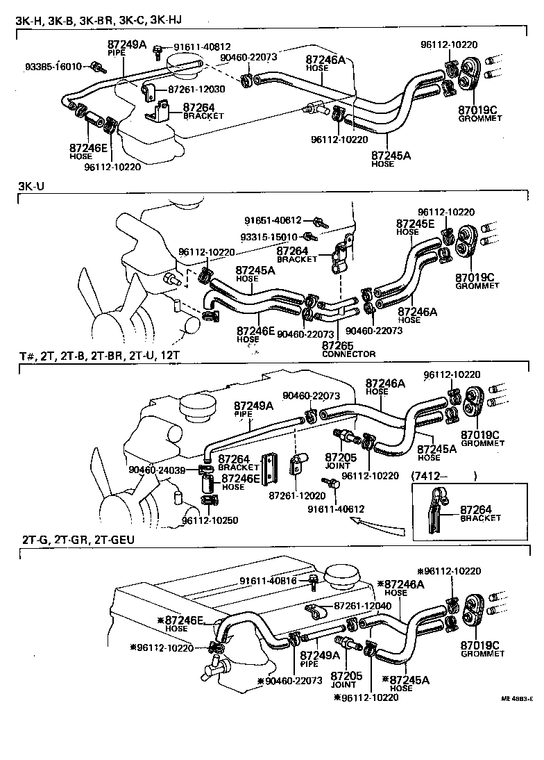 87251-12020 JOINT OR UNION, FRONT HEATER HOSE THROUGH OR INLET VALVE product image