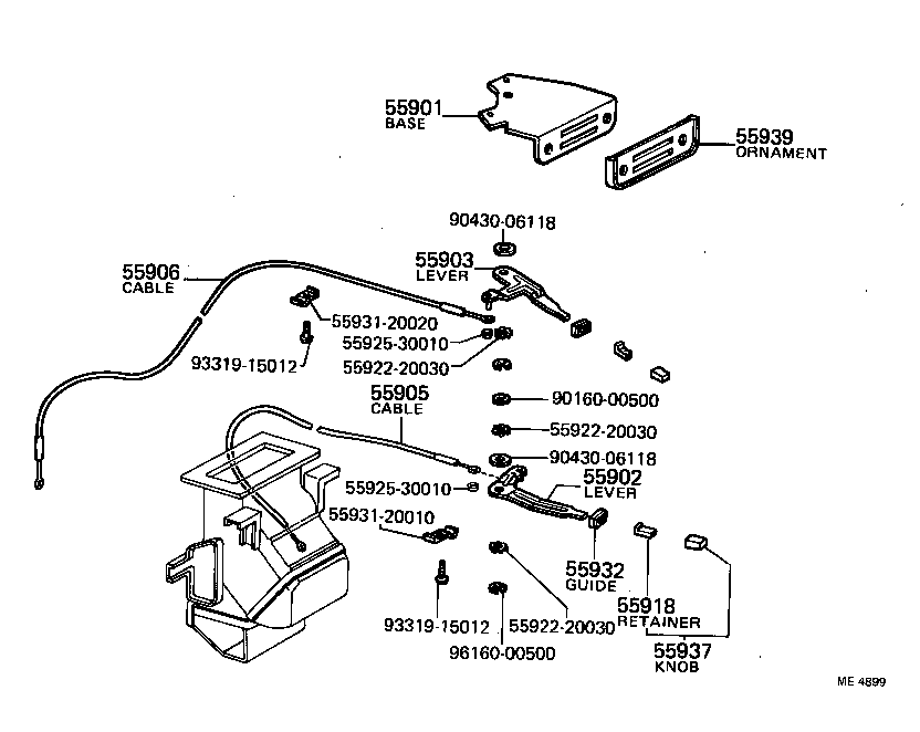 55918-22010 RETAINER, HEATER CONTROL LEVER product image