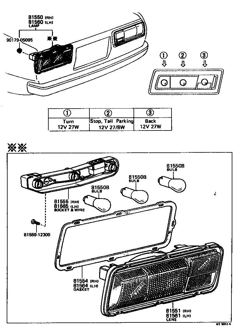 Toyota 81550-19745 LAMP ASSY, REAR COMBINATION, RH