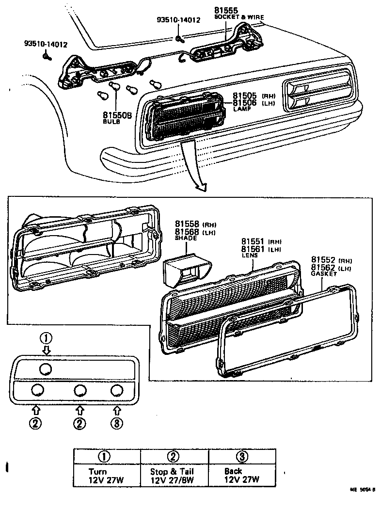 Toyota 81550-29735 LAMP ASSY, REAR COMBINATION, RH