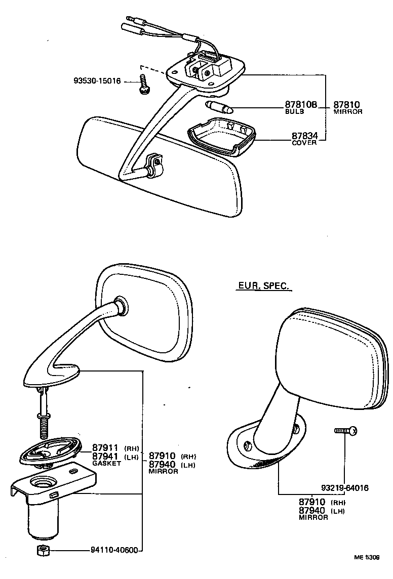 87810-89104 MIRROR ASSY, INNER REAR VIEW product image