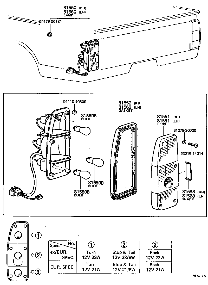 81550-89803 LAMP ASSY, REAR COMBINATION, RH product image