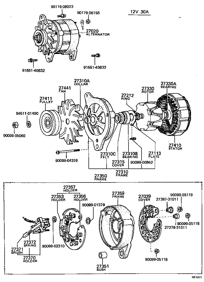 27020-31032 ALTERNATOR ASSY product image