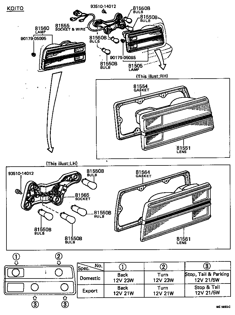 81563-20320 LENS, REAR COMBINATION LAMP, LH product image