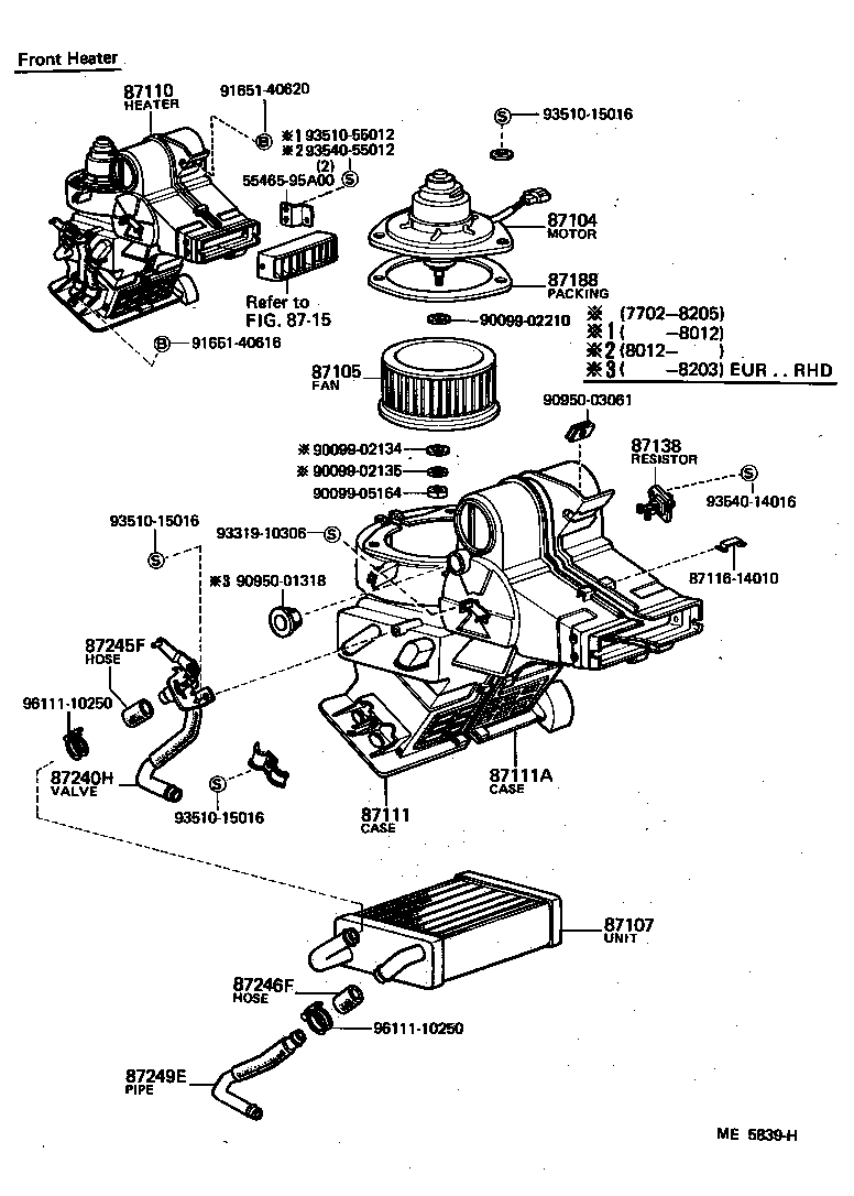 87104-36041 MOTOR SUB-ASSY, REAR HEATER BLOWER product image