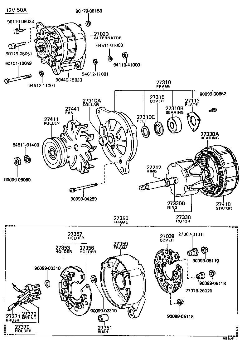 27310-45071 FRAME ASSY, DRIVE END, ALTERNATOR product image