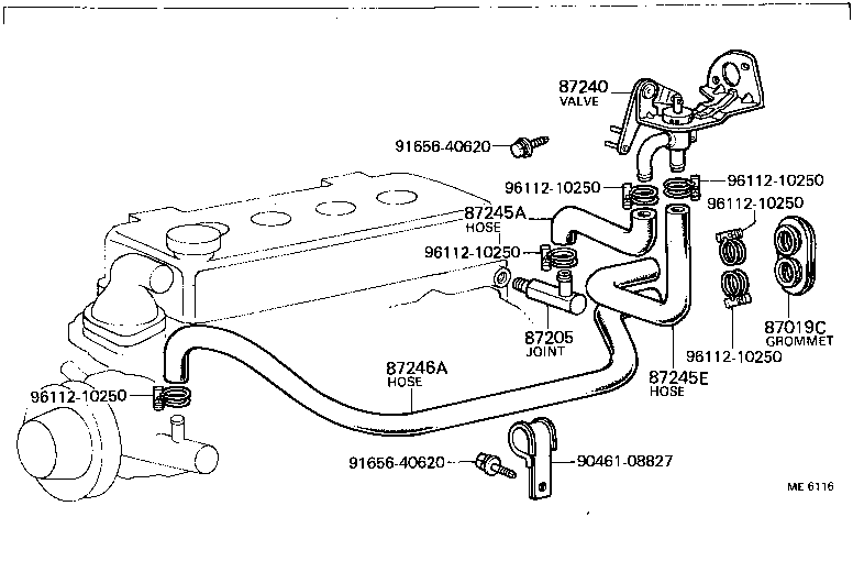 87245-22140 HOSE, HEATER WATER, OUTLET A product image