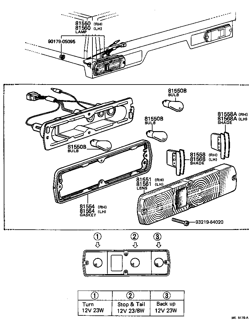81550-29697 LAMP ASSY, REAR COMBINATION, RH product image
