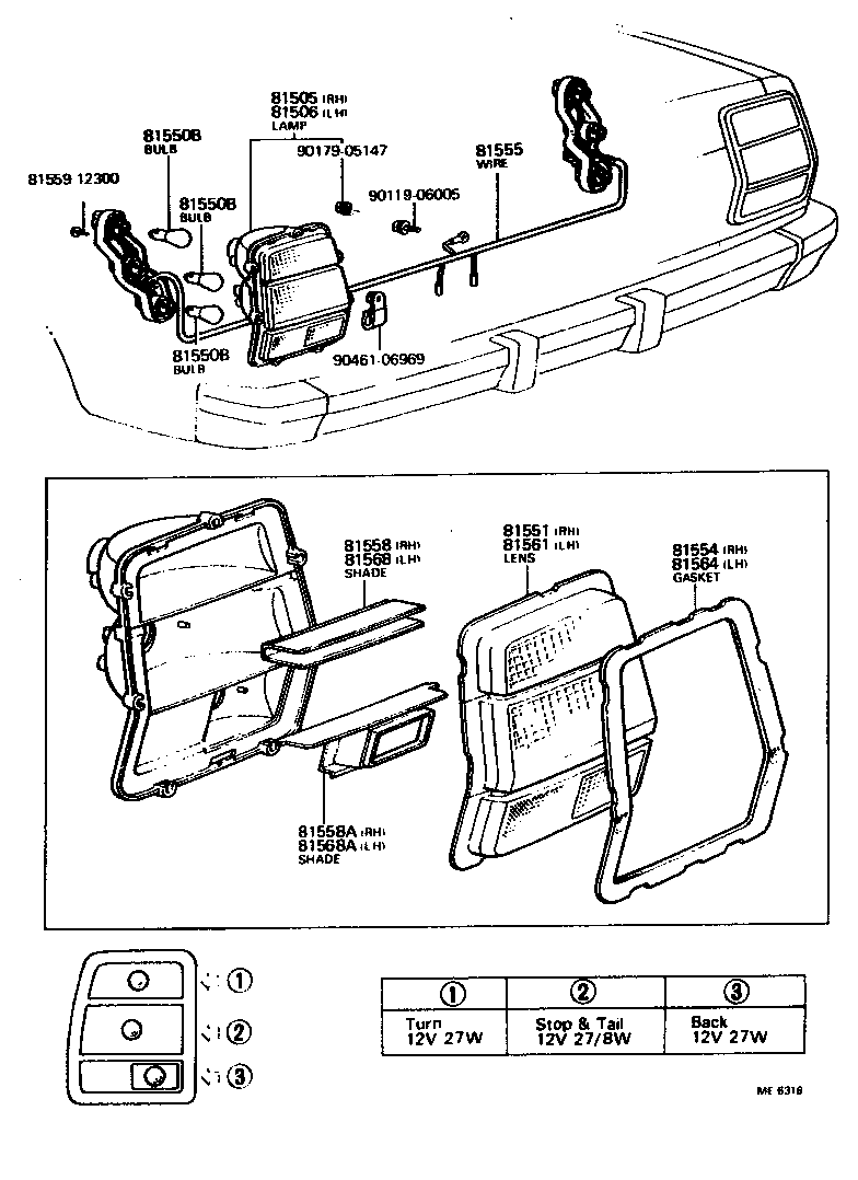 81565-23170 SOCKET & WIRE SUB-ASSY, REAR COMBINATION LAMP, LH product image
