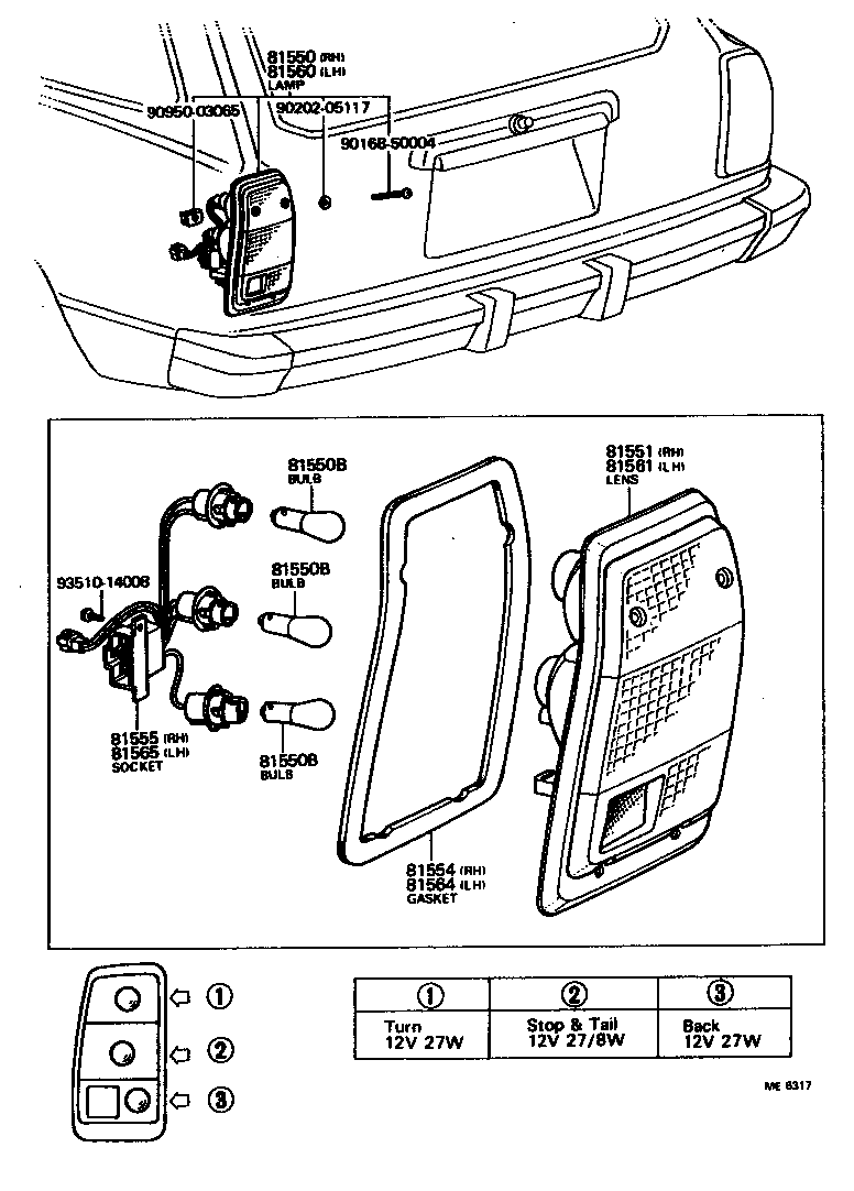 81565-23170 SOCKET & WIRE SUB-ASSY, REAR COMBINATION LAMP, LH product image