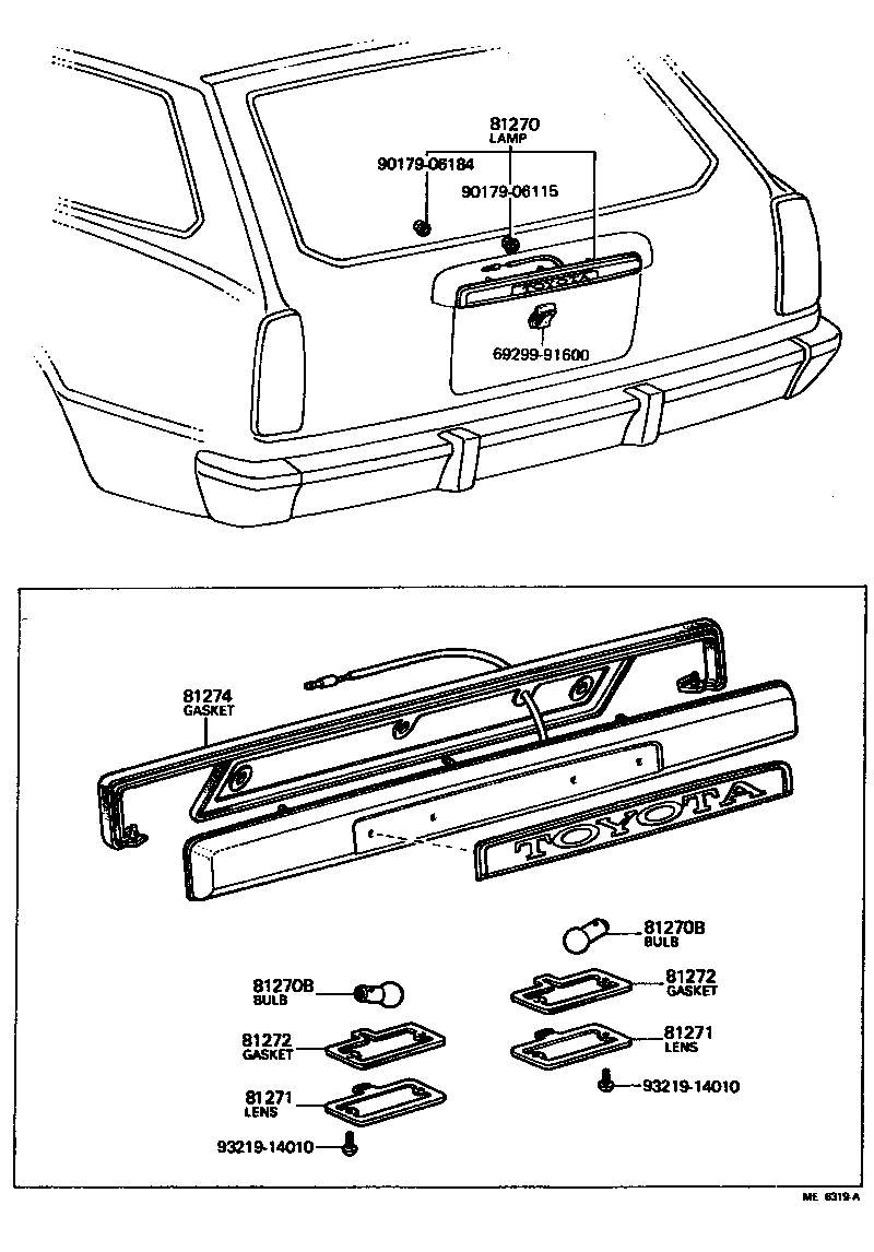 Toyota 81270-29365 LAMP ASSY, LICENSE PLATE