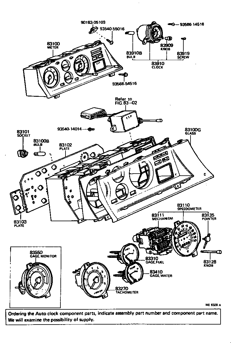 Toyota 83100-22660 METER ASSY, COMBINATION