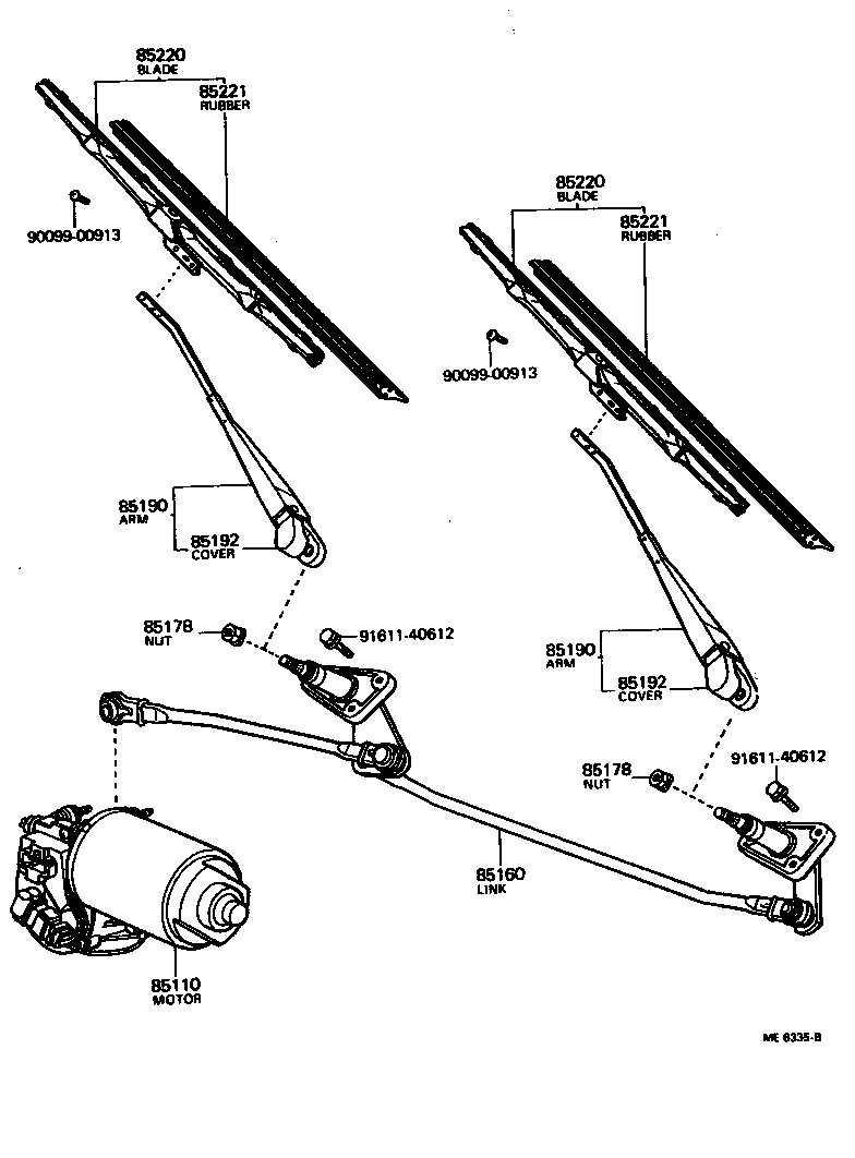 Toyota 85110-22100 MOTOR ASSY, WINDSHIELD WIPER