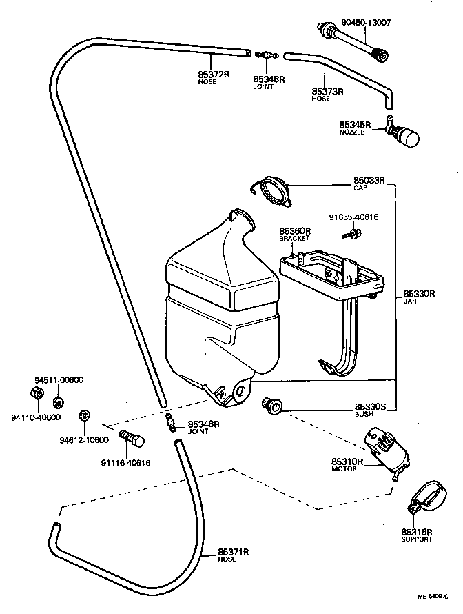 85316-23010 SUPPORT, REAR WASHER MOTOR product image