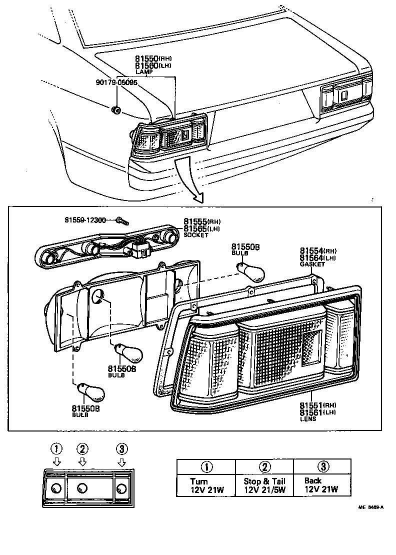 81550-80065 LAMP ASSY, REAR COMBINATION, RH product image