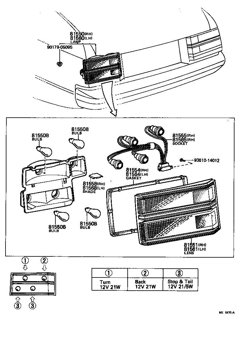 81550-80065 LAMP ASSY, REAR COMBINATION, RH product image