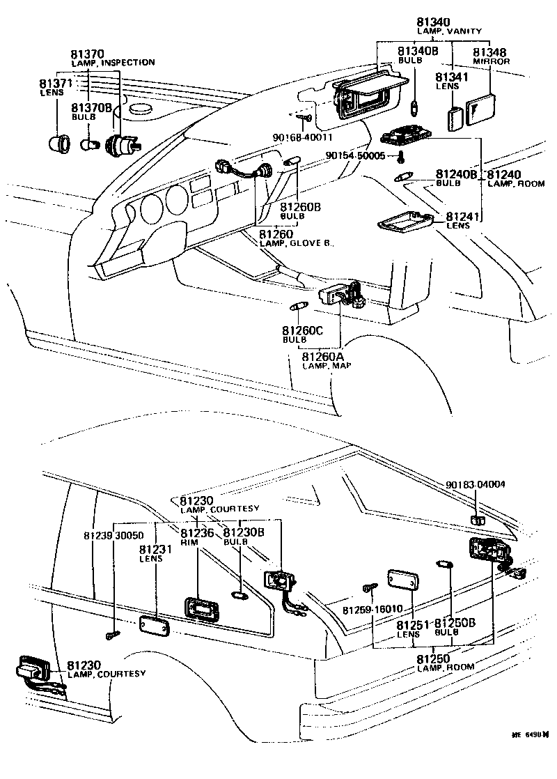 Toyota 81240-20060-14 LAMP ASSY, ROOM, NO.1