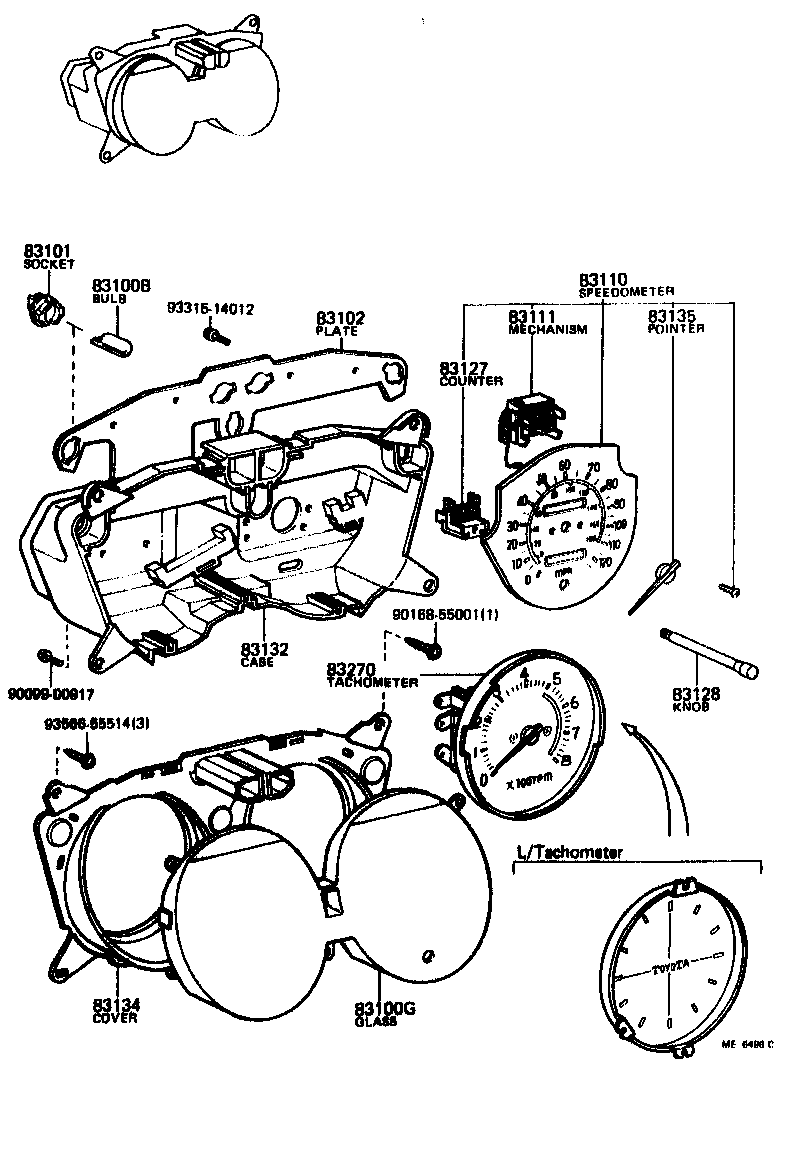 Toyota 83133-14020 COVER, COMBINATION METER, NO.1