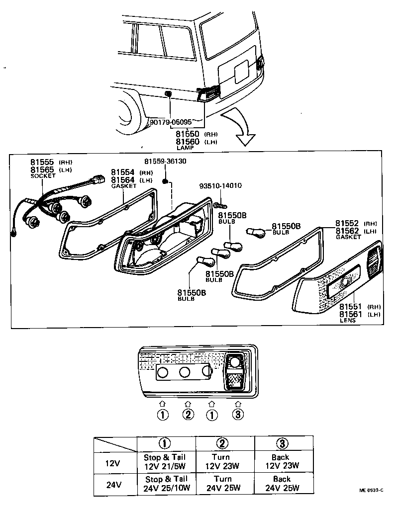 81555-36151 SOCKET & WIRE SUB-ASSY, REAR COMBINATION LAMP, RH product image