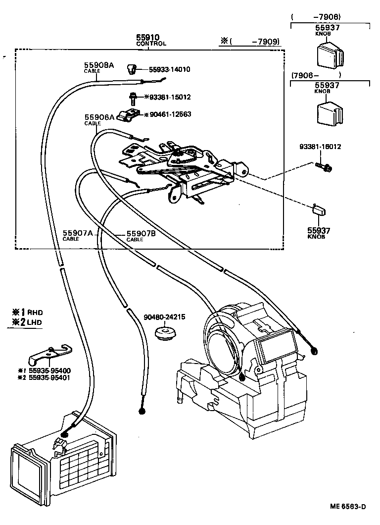 55909-95400 CABLE SUB-ASSY, TEMPERATURE DAMPER CONTROL product image