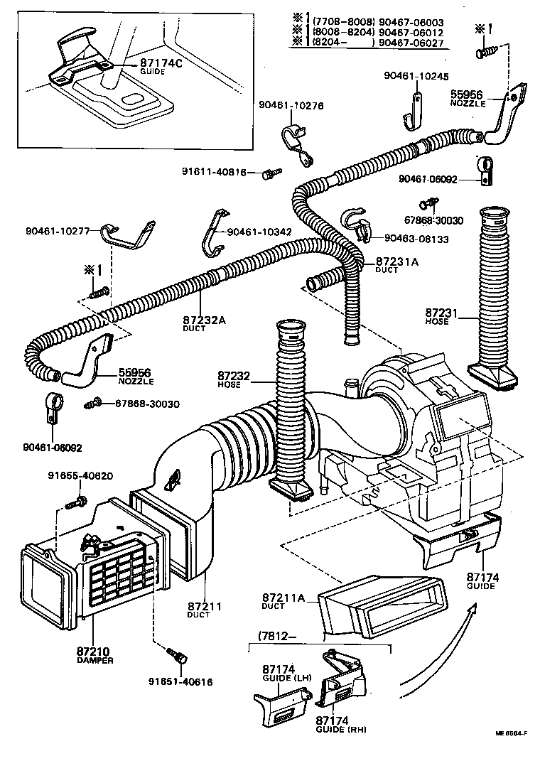 87231-95402 DUCT, AIR, SIDE NO.1 LH product image