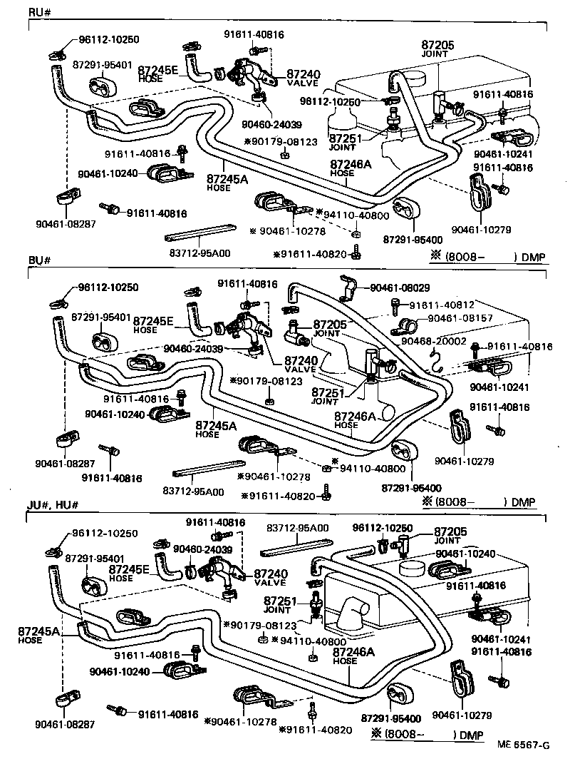 87245-95406 HOSE, HEATER WATER, OUTLET A product image
