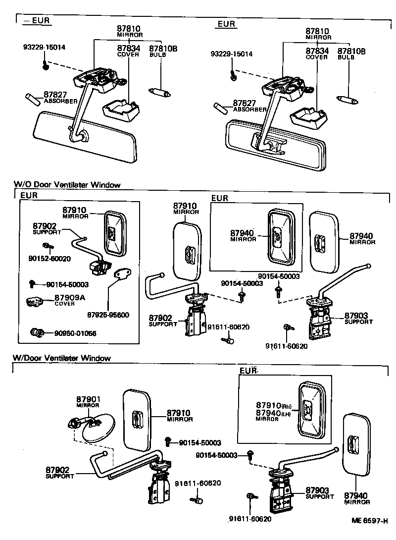 87810-95414 MIRROR ASSY, INNER REAR VIEW product image