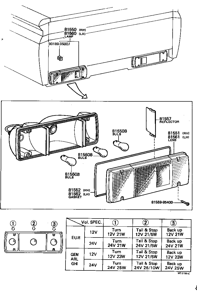 81550-92629 LAMP ASSY, REAR COMBINATION, RH product image
