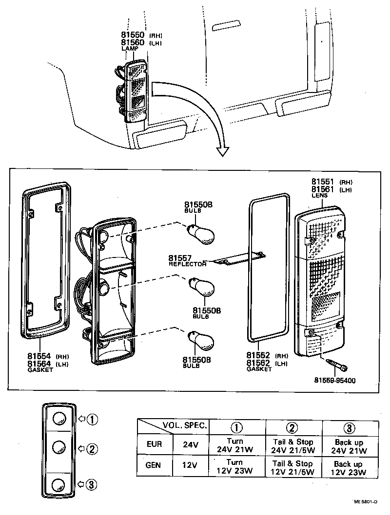 81550-92629 LAMP ASSY, REAR COMBINATION, RH product image