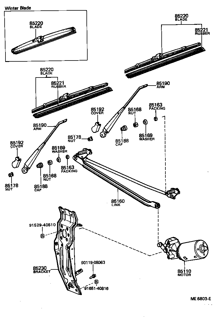 85110-95423 MOTOR ASSY, WINDSHIELD WIPER product image
