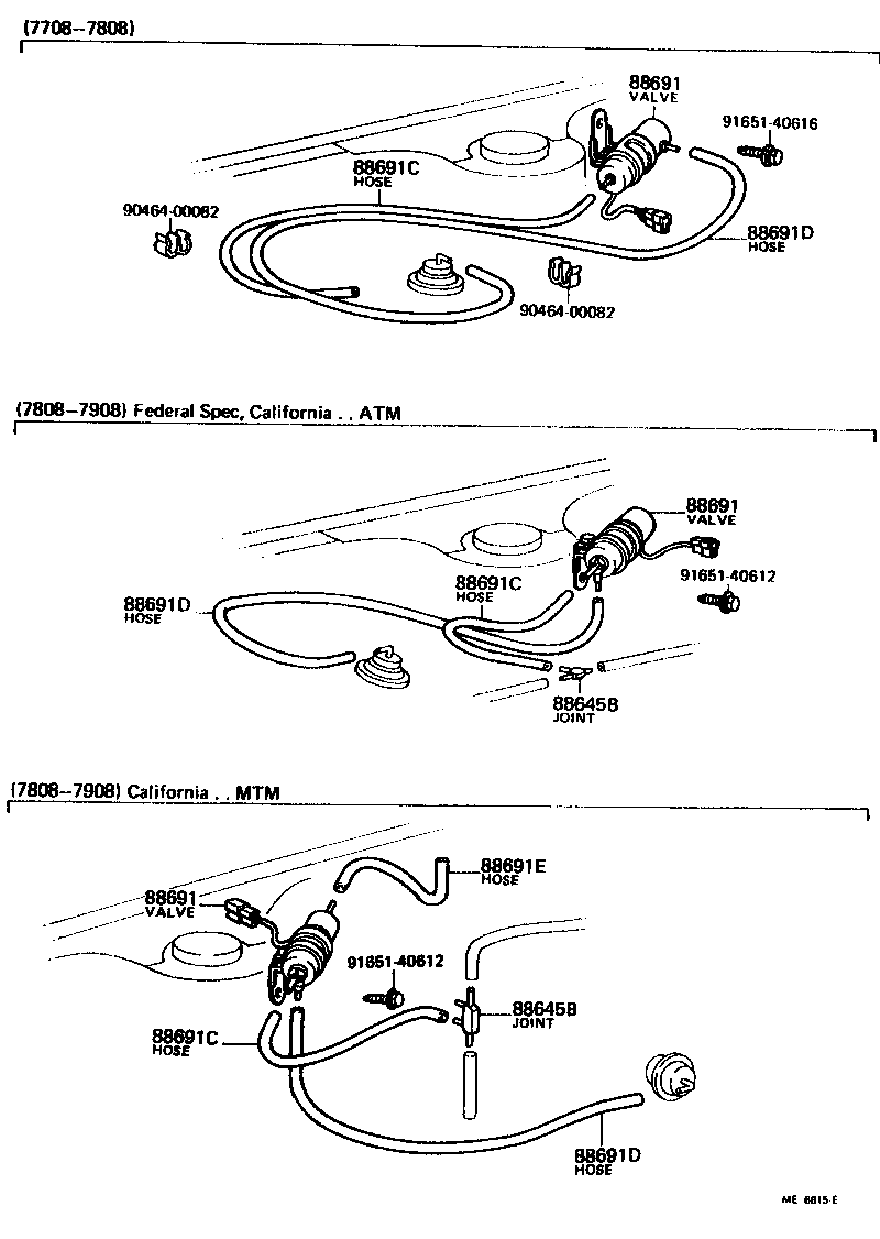 Toyota 88689-22020 HOSE, VACUUM (FOR IDLE UP DEVICE), NO.1