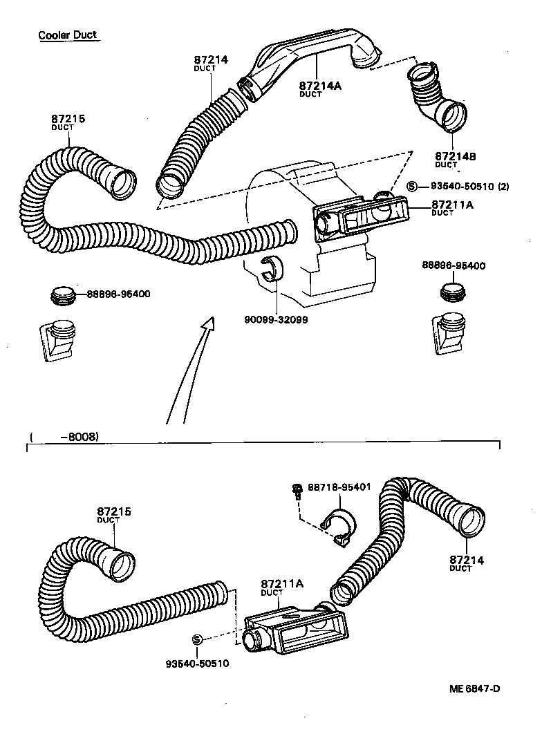 87231-95402 DUCT, AIR, SIDE NO.1 LH product image