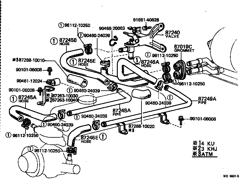 87245-10230 HOSE, HEATER WATER, OUTLET A product image