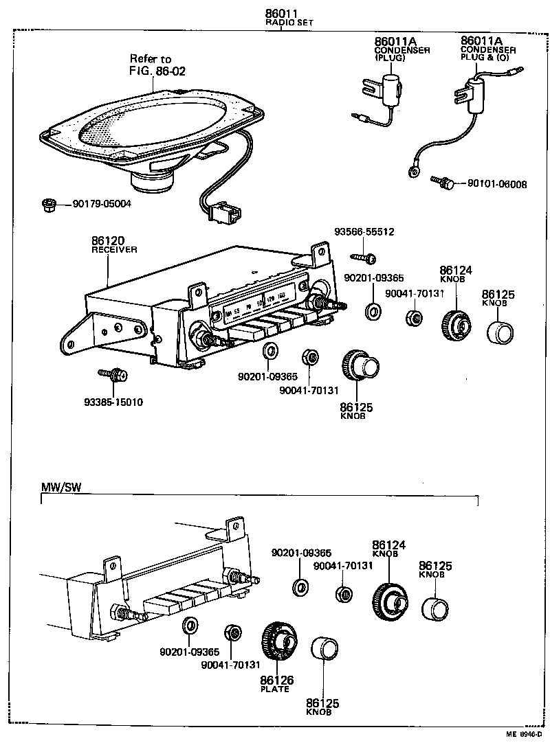 86011-10180 RADIO & SETTING PARTS SET product image