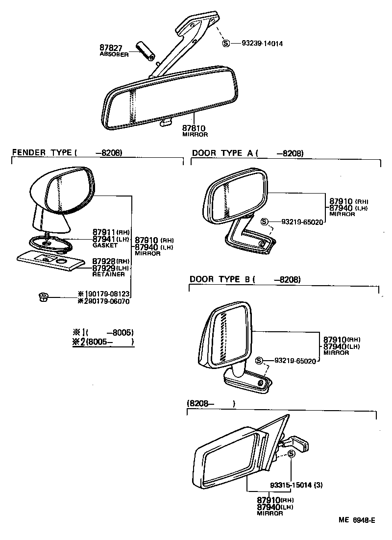 87810-10130 MIRROR ASSY, INNER REAR VIEW product image