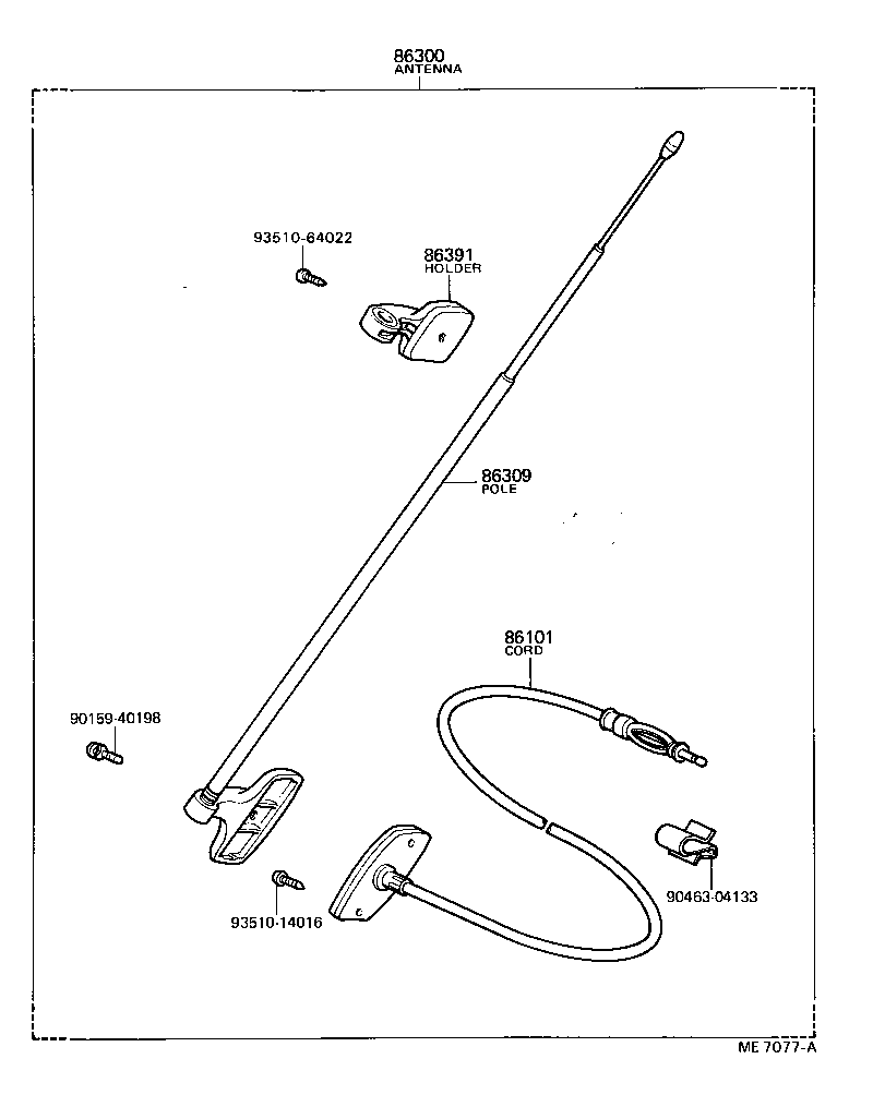 86300-16020 ANTENNA ASSY, W/HOLDER product image