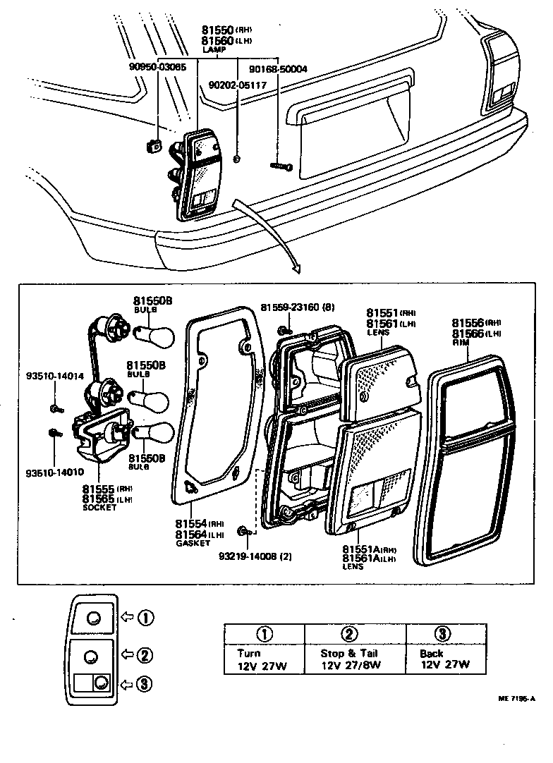 Toyota 81550-29825 LAMP ASSY, REAR COMBINATION, RH