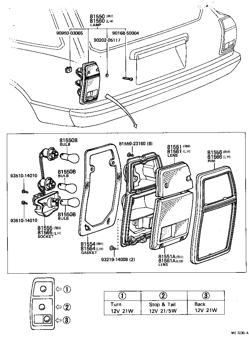 81556-23160 RIM, REAR COMBINATION LAMP, RH product image