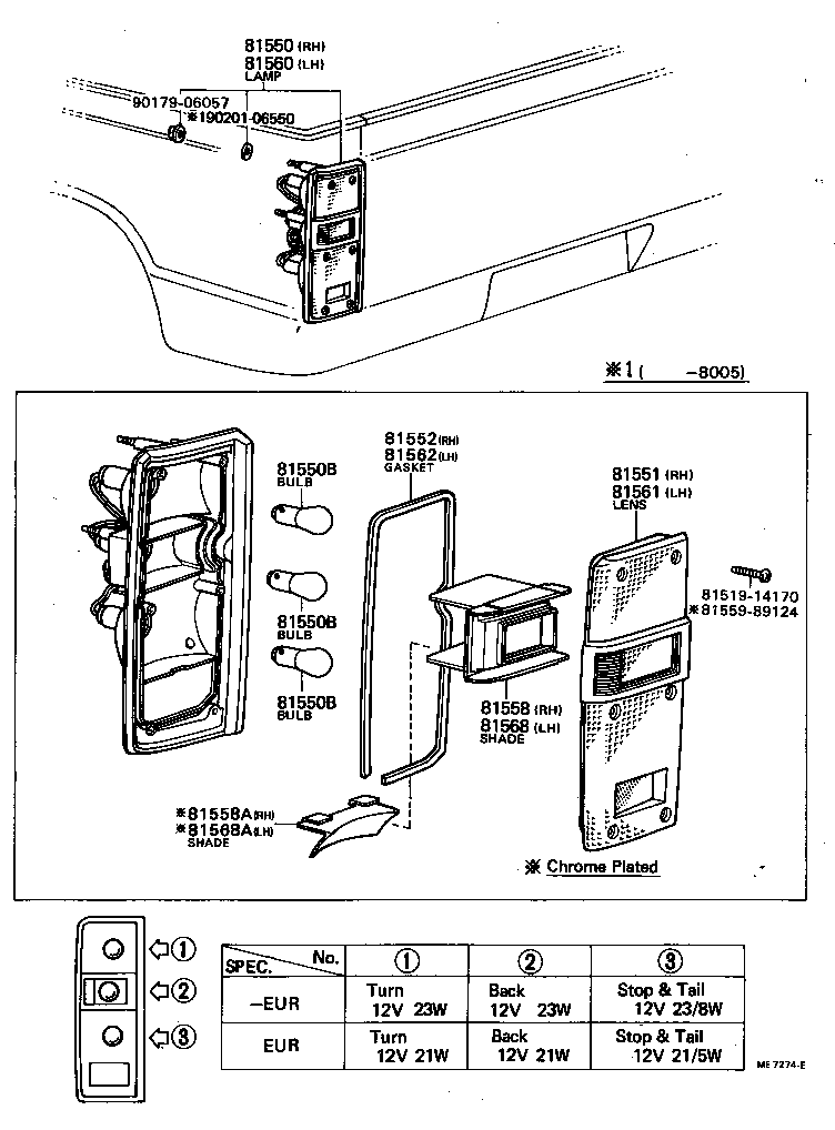 81550-39495 LAMP ASSY, REAR COMBINATION, RH product image