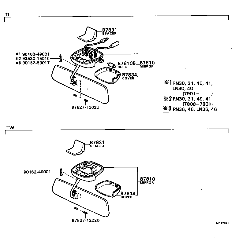 87926-95111 PACKING, REAR VIEW OUTSIDE MIRROR STAY product image