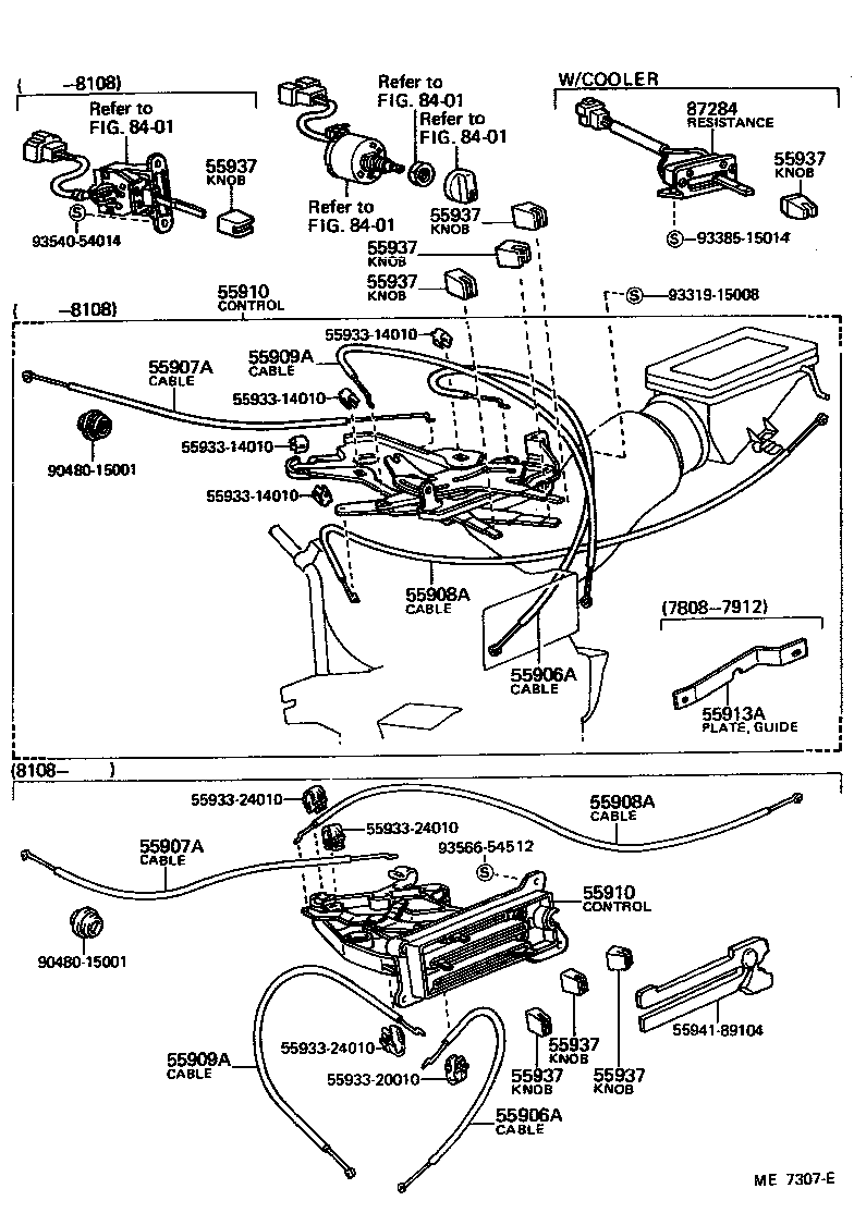 Toyota 55906-89104 CABLE SUB-ASSY, DEFROSTER DAMPER CONTROL