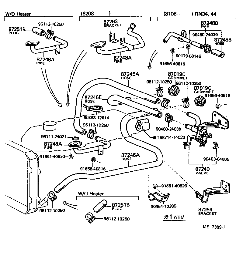 Toyota 87245-89122 HOSE, HEATER WATER, INLET E