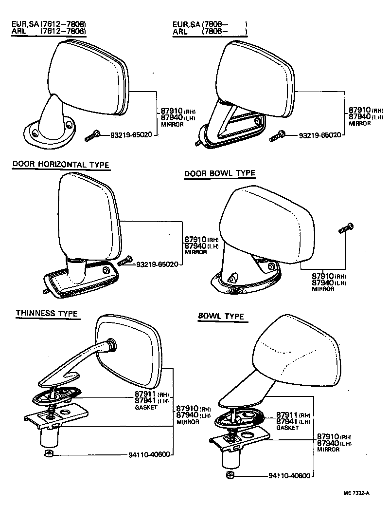 87911-22060 GASKET, OUTER REAR VIEW MIRROR, RH product image