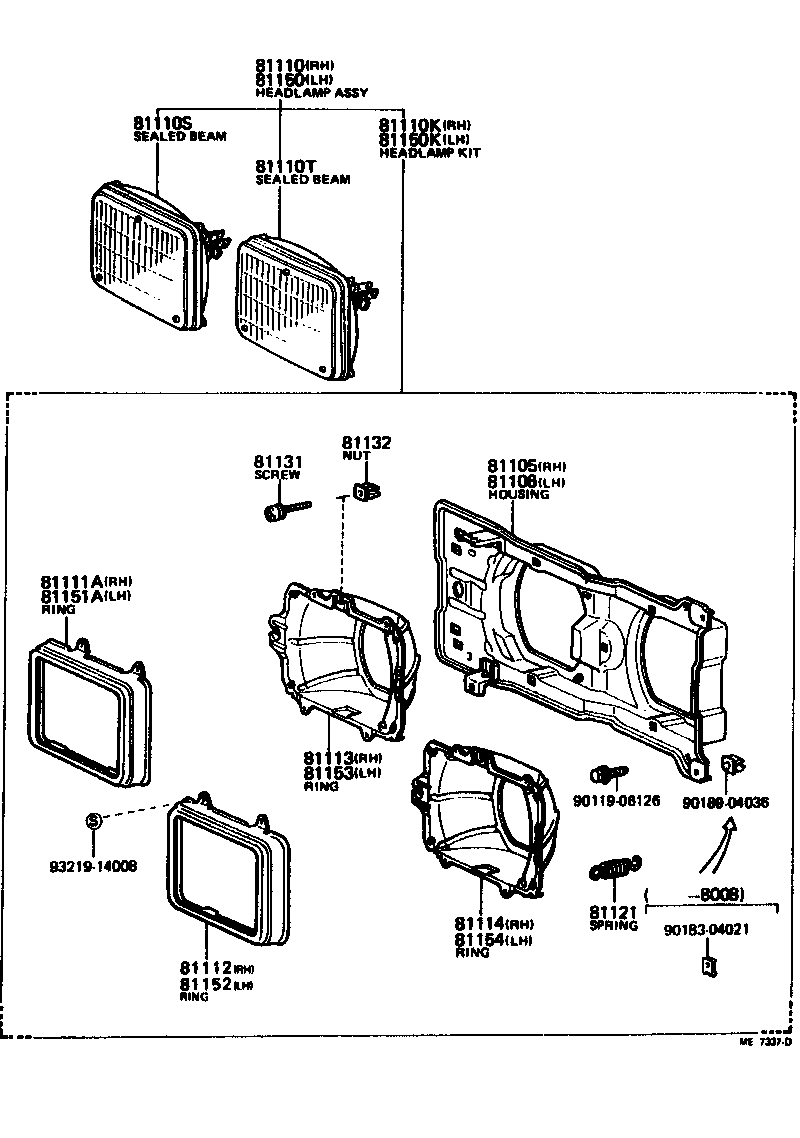 Toyota 81150-29705 HEADLAMP ASSY, LH