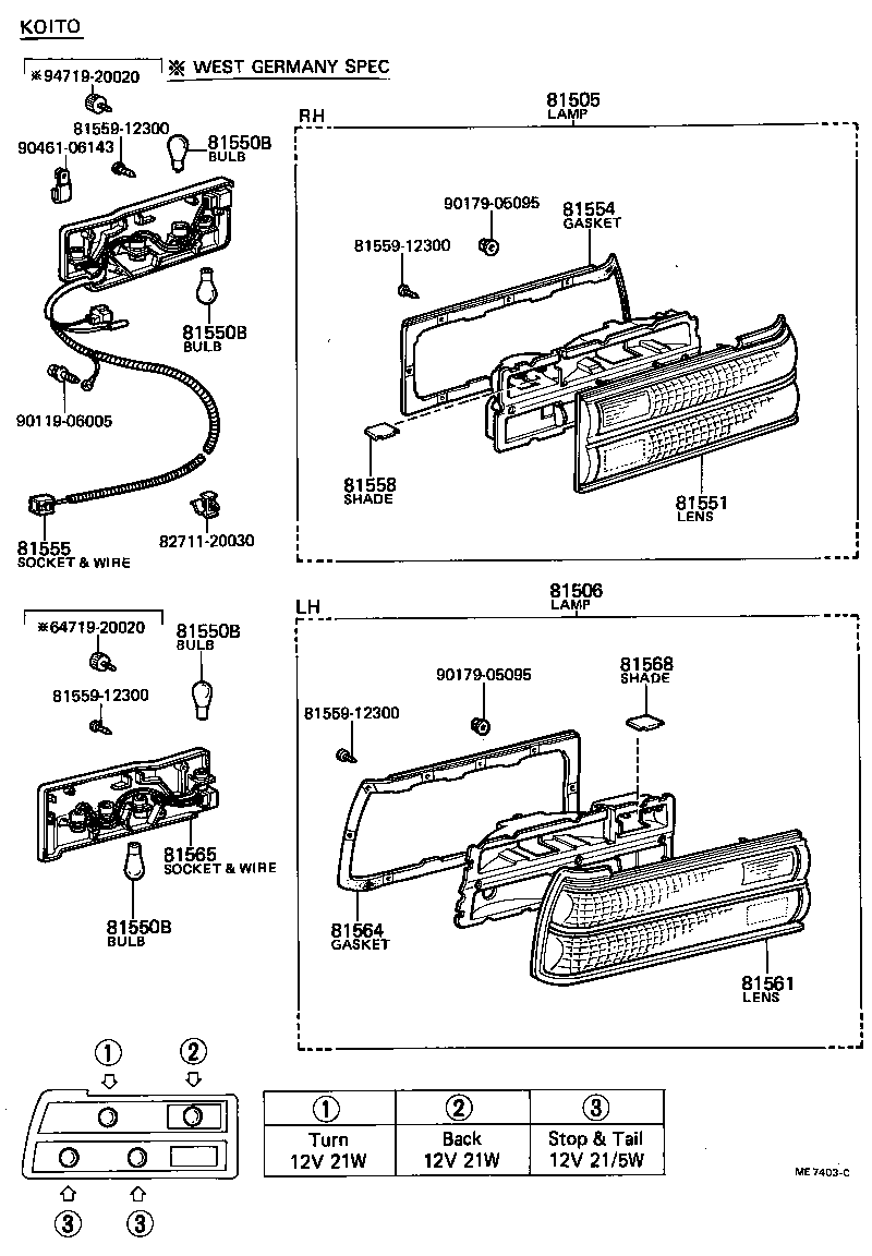 81550-80080 LAMP ASSY, REAR COMBINATION, RH product image