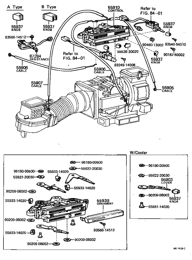 55905-20140 KNOB, HEATER CONTROL LEVER product image