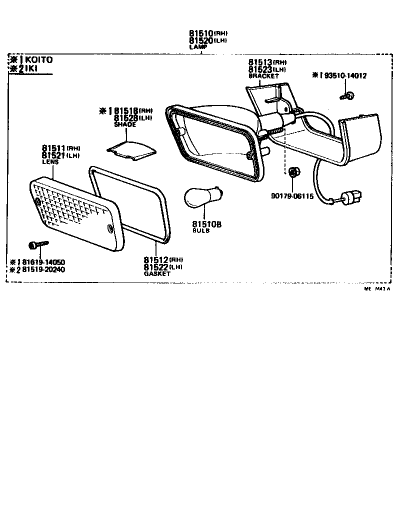 Toyota 81520-29486 LAMP ASSY, FRONT TURN SIGNAL, LH
