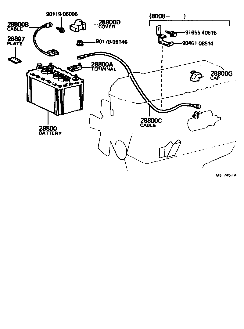 Toyota 82021-20240 CABLE, BATTERY TO STARTER(FOR BATTERY TO MAIN SWITCH)
